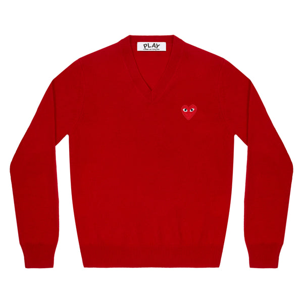 PLAY CDG - Unisex V-Neck Sweater - (RED)