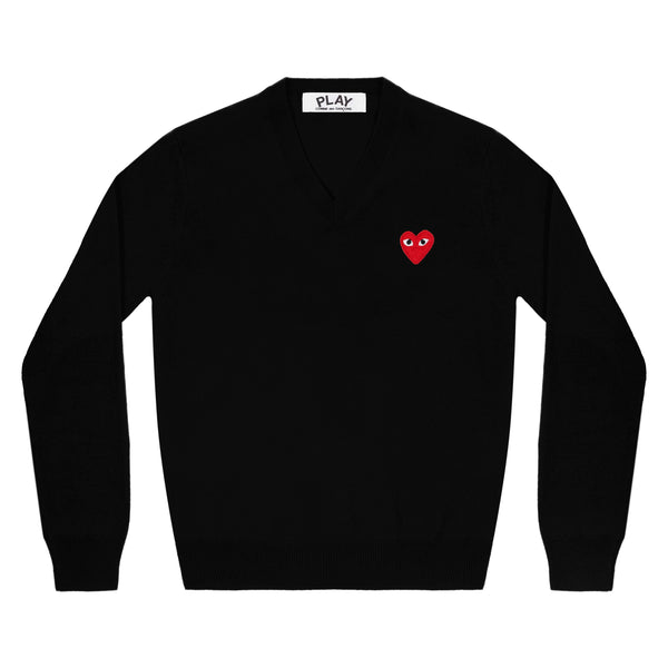 PLAY CDG - Unisex V-Neck Sweater - (BLACK)