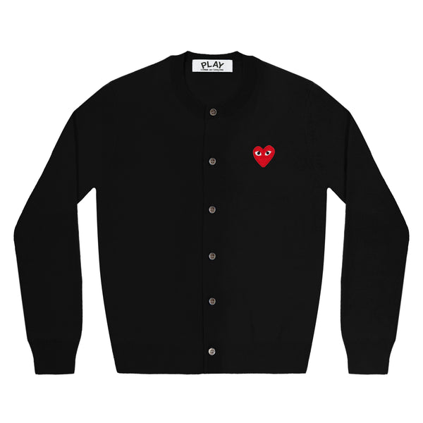 PLAY CDG - Unisex Round Neck Cardigan - (BLACK)