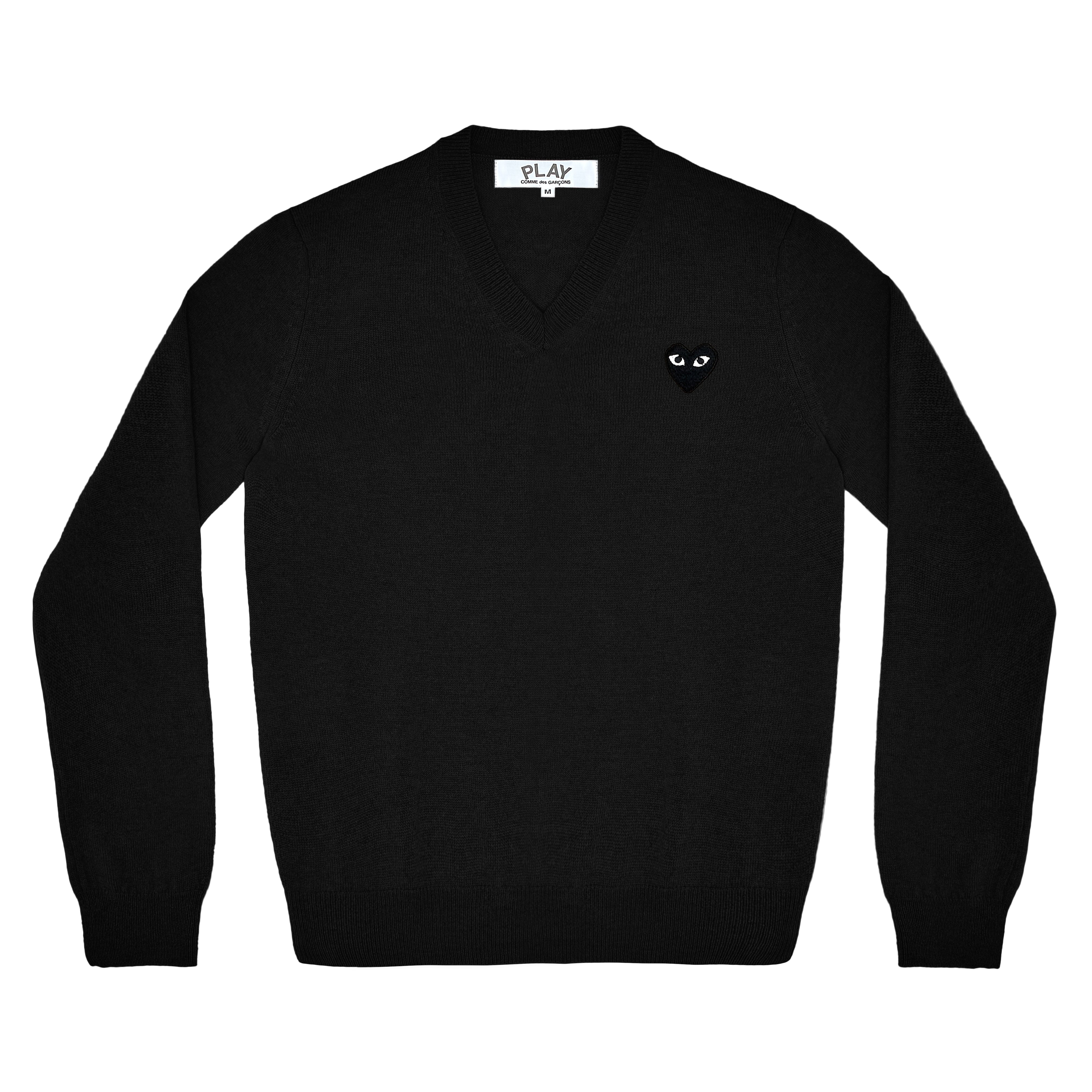 PLAY CDG: Unisex V-Neck Sweater (BLACK) | DSMG E-SHOP