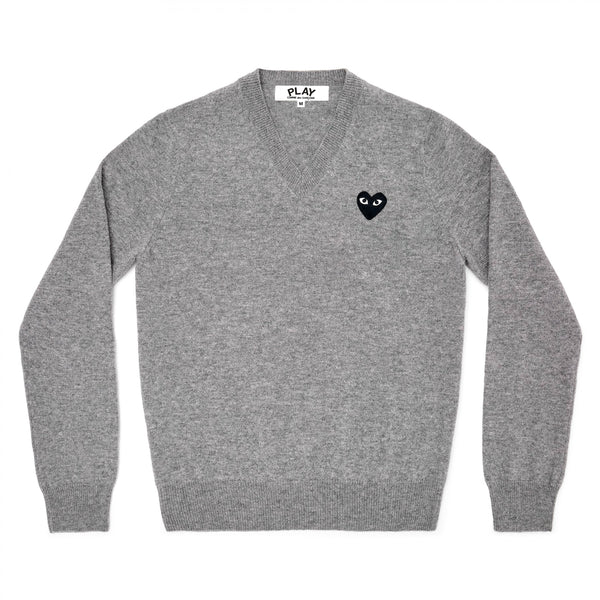 PLAY CDG - Unisex V-Neck Sweater - (TOP LIGHT GRAY)