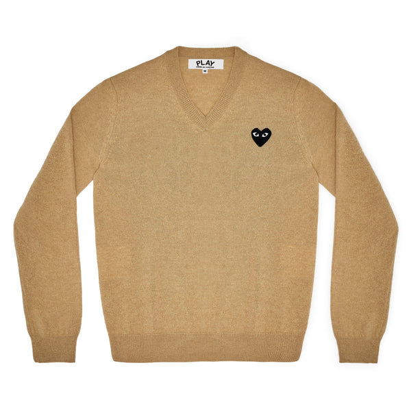 PLAY CDG - Unisex V-Neck Sweater - (TOP LIGHT CAMEL)