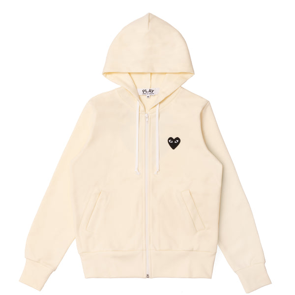 PLAY COMME des GARÇONS - Back Printed Heart Black X White Zip-Up Hoodie With Black Emblem - (Ivory)