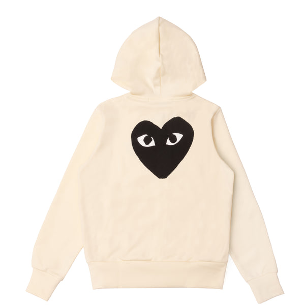 PLAY COMME des GARÇONS - Back Printed Heart Black X White Zip-Up Hoodie With Black Emblem - (Ivory)