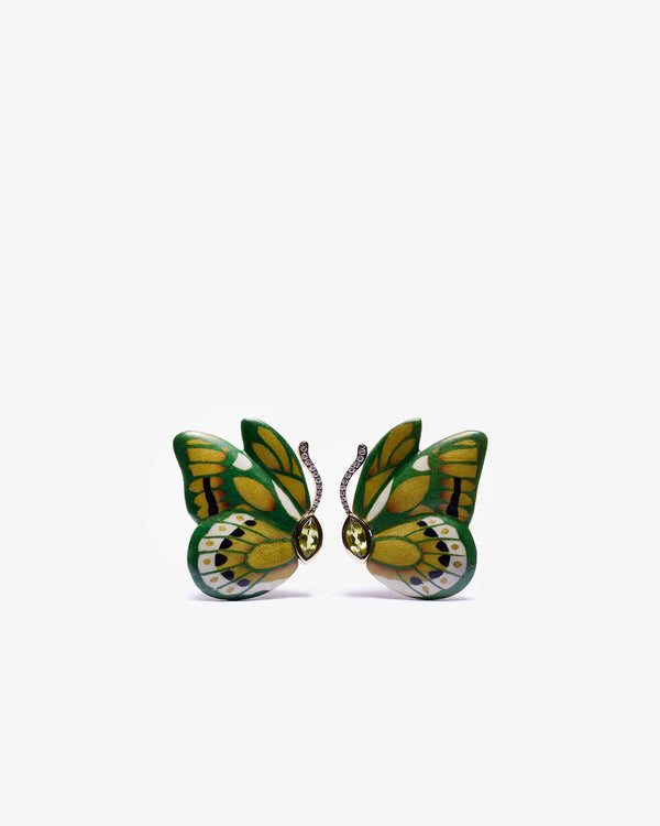 SILVIA FURMANOVICH - Marquetry Butterfly Earrings W - (Green)
