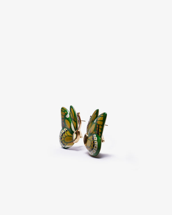 SILVIA FURMANOVICH - Marquetry Butterfly Earrings W - (Green)