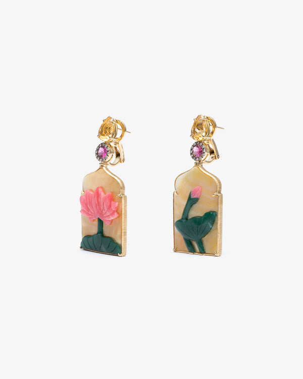 SILVIA FURMANOVICH - Kashmir Pink Lotus Window Earring - (Gold)