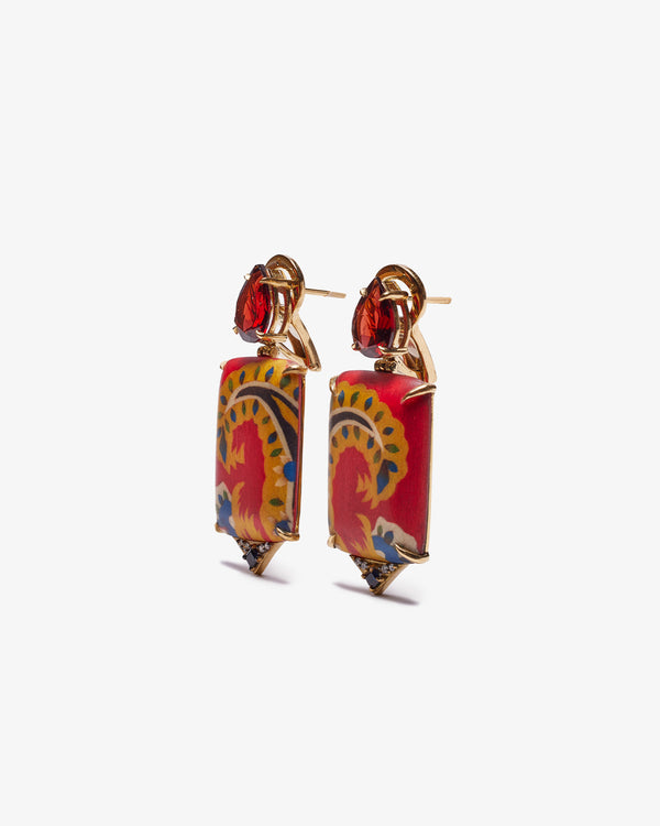 SILVIA FURMANOVICH - Rectangular Marquetry Earrings - (Gr)