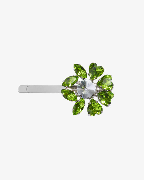 SIMONE ROCHA W - Mini Heartbloom Hair Clip - (Green /Crystal)