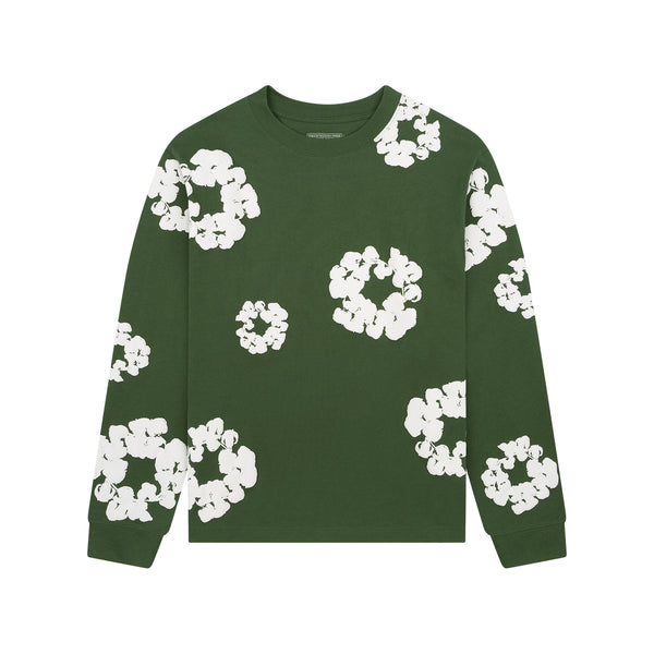 DENIM TEARS - Long Sleeve Cotton Wreath Tee  - (Green)