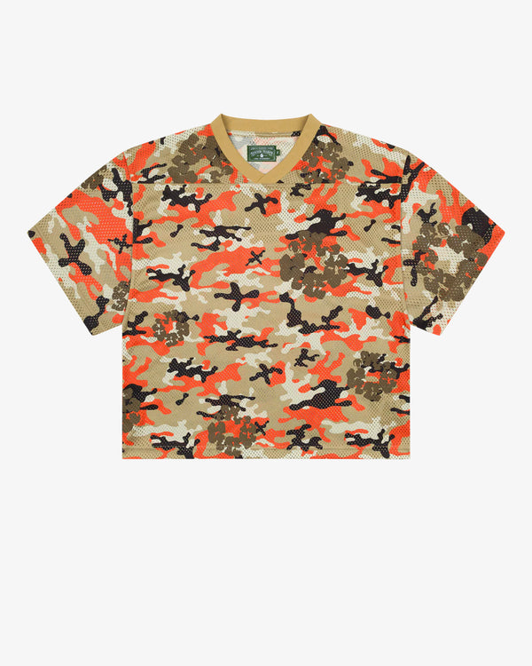 DENIM TEARS - Camo Cotton Wreath Mesh Football Top - (Brown Camo)