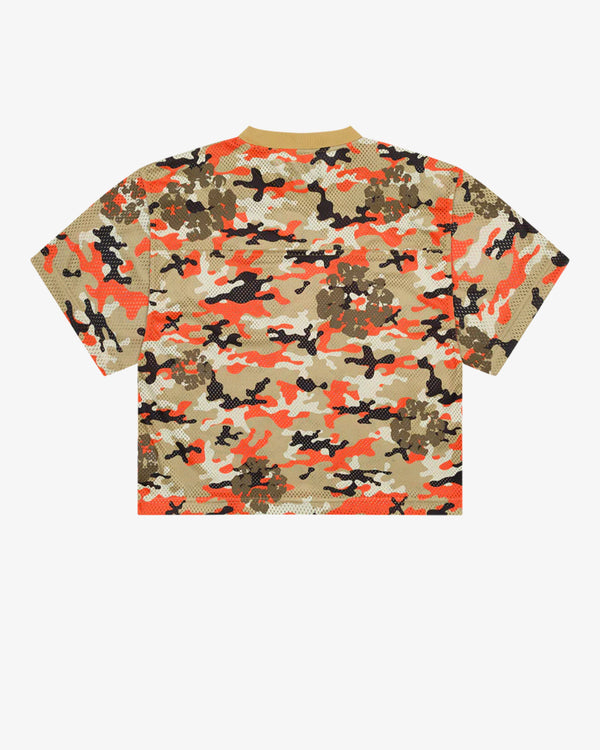 DENIM TEARS - Camo Cotton Wreath Mesh Football Top - (Brown Camo)