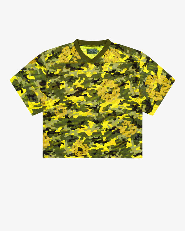 DENIM TEARS - Camo Cotton Wreath Mesh Football Top - (Yellow Camo)