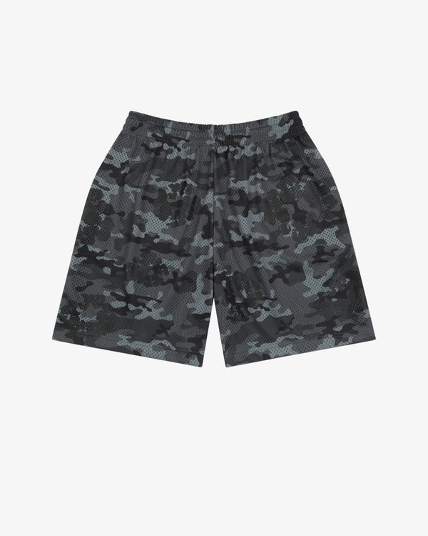 DENIM TEARS - Camo Cotton Wreath Mesh Shorts - (Black)
