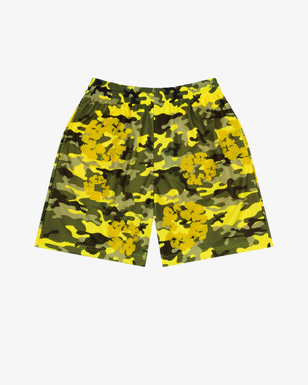 DENIM TEARS - Camo Cotton Wreath Mesh Shorts - (Yellow)