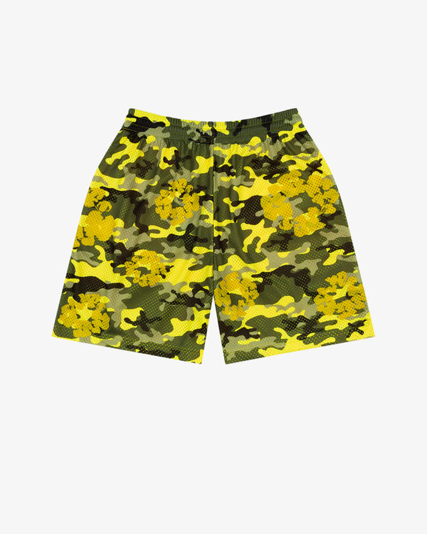 DENIM TEARS - Camo Cotton Wreath Mesh Shorts - (Yellow)