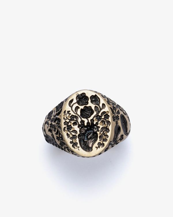 CASTRO - Classic Heart Signet Ring - (Black)