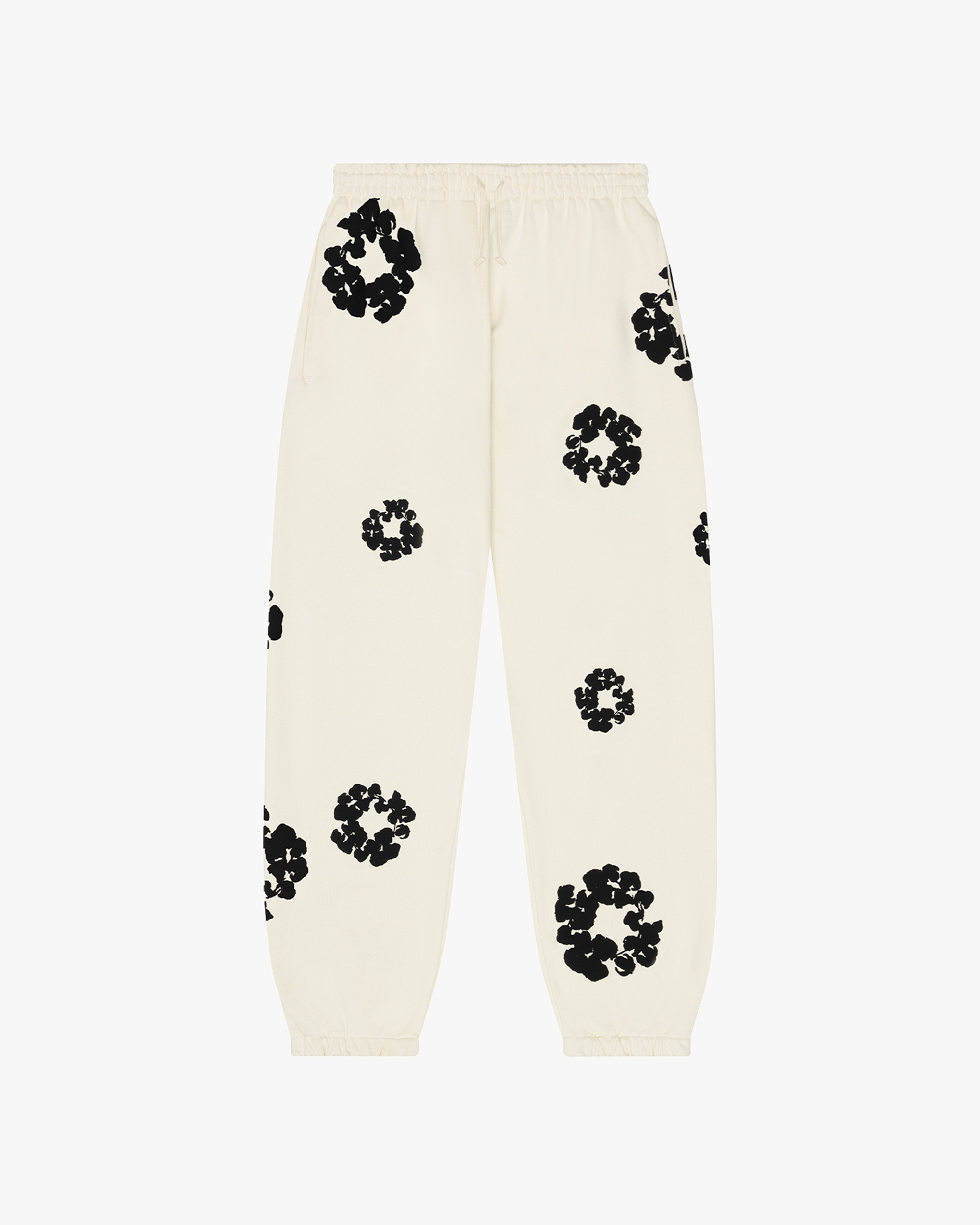 DENIM TEARS: Black Cotton Wreath Sweatpants (Oatmeal) | DSMG E-SHOP