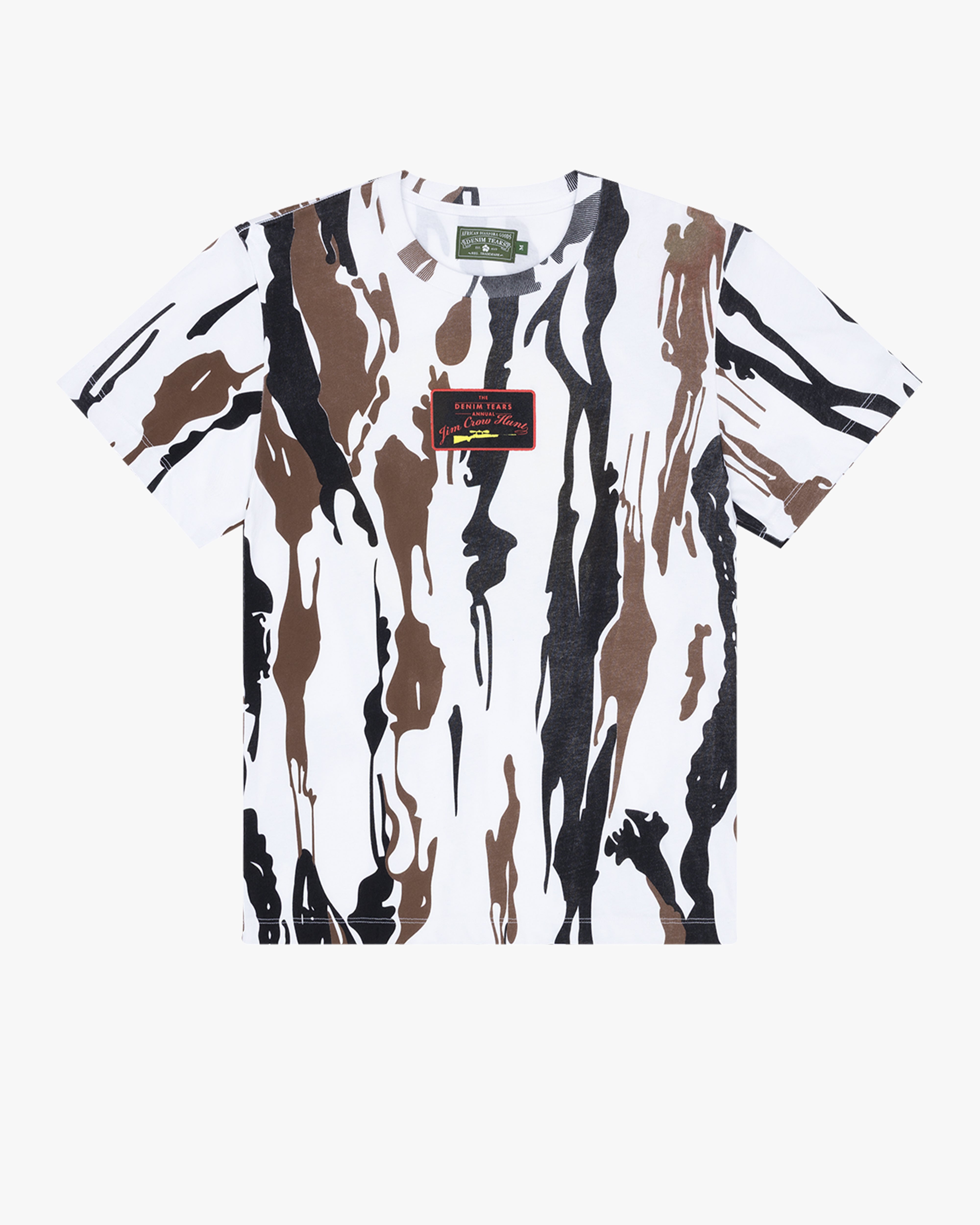 DENIM TEARS: Annual Dt Jim Crow Hunt Tee (White Camo) | DSMG E-SHOP
