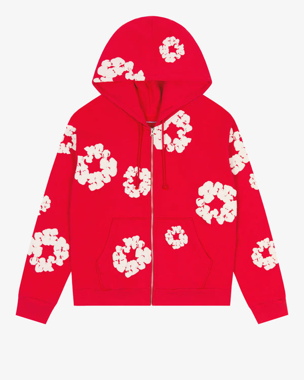 DENIM TEARS - Cotton Wreath Zip Hoodie - (Red)