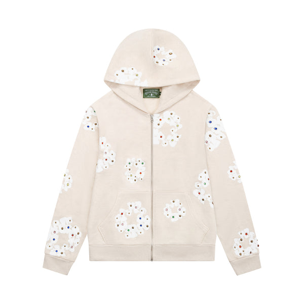 DENIM TEARS - Cotton Wreath Zip Hoodie - (Cream)