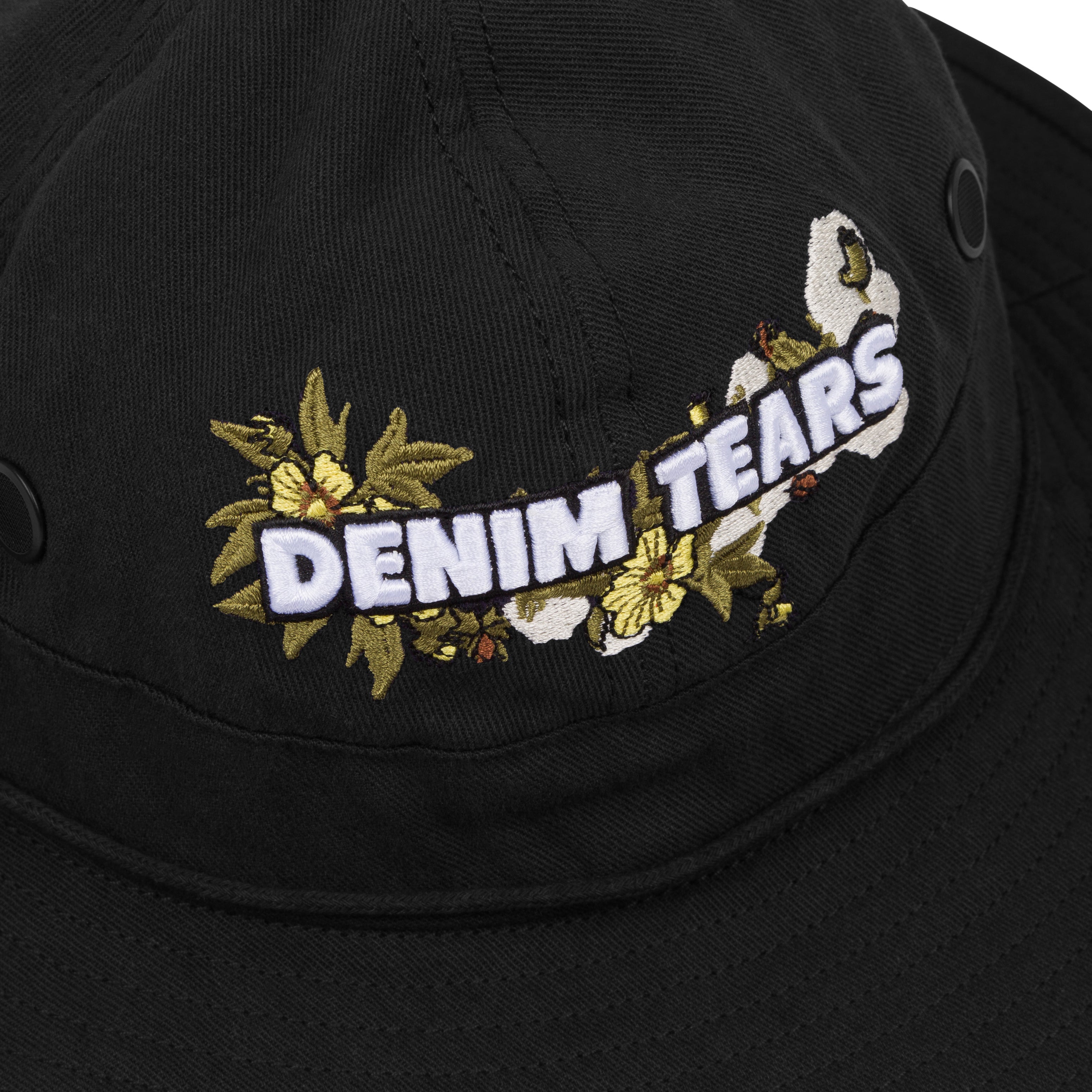 DENIM TEARS: Floral Logo Bucket Hat (Black) | DSMG E-SHOP