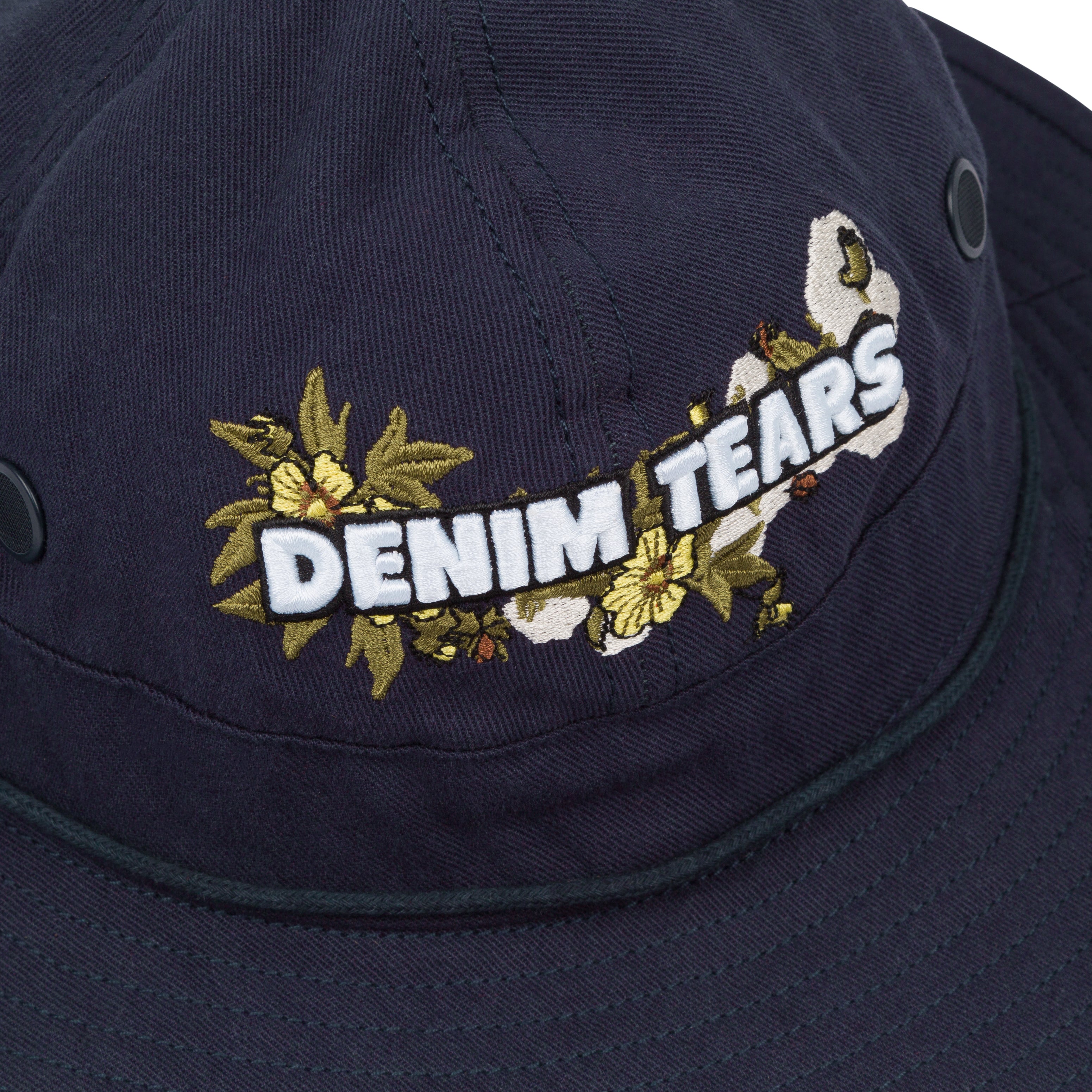 DENIM TEARS: Floral Logo Bucket Hat (Navy) | DSMG E-SHOP