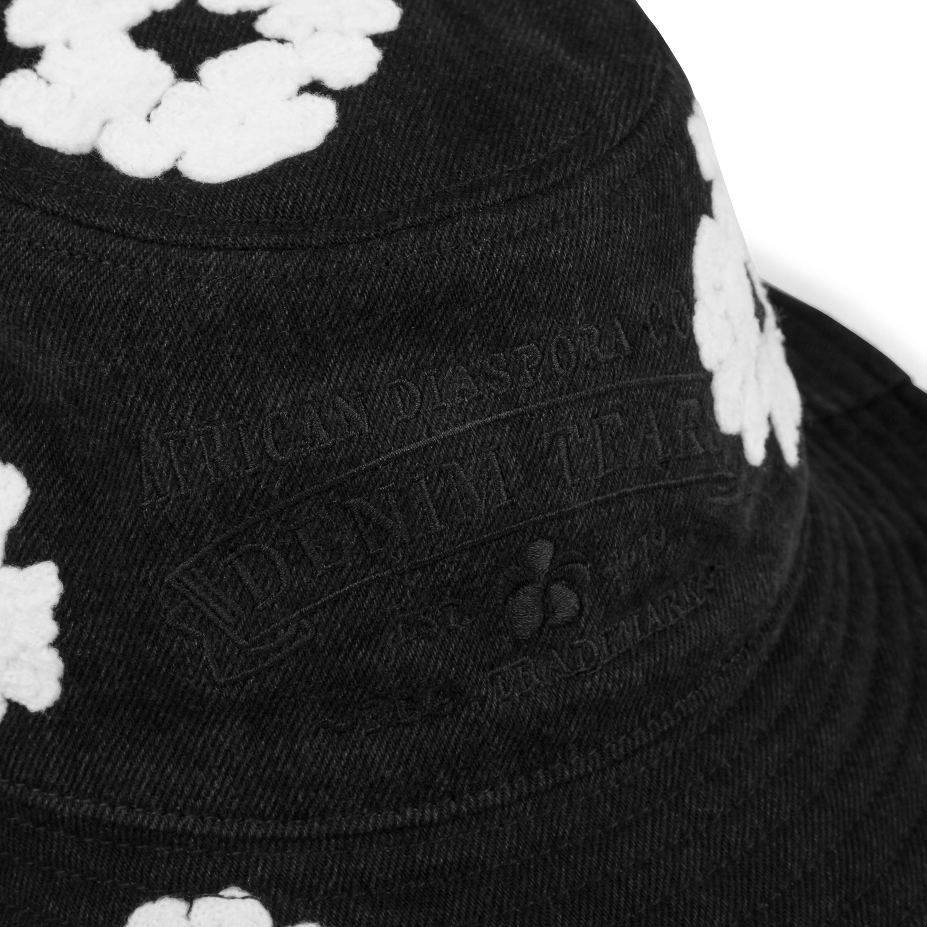 DENIM TEARS: Denim Wreath Bucket Hat (Washed Black) | DSMG E-SHOP