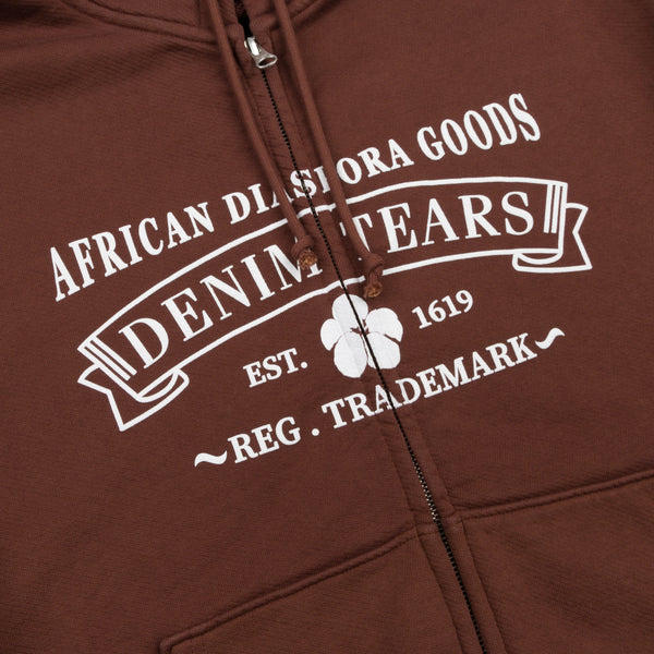 DENIM TEARS - Adg Zip Hoodie Brown - (Brown)