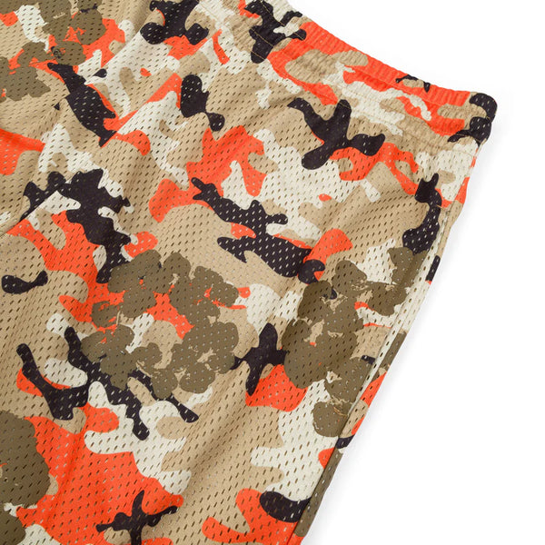 DENIM TEARS - Camo Cotton Wreath Mesh Shorts - (Brown/ Orange)