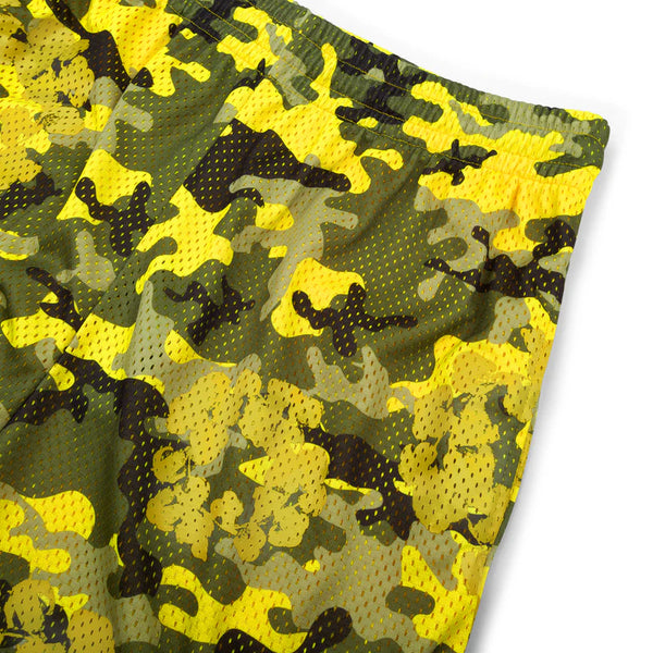DENIM TEARS - Camo Cotton Wreath Mesh Shorts - (Yellow)