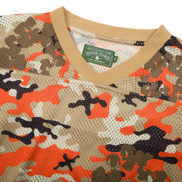 DENIM TEARS - Camo Cotton Wreath Mesh Football Top - (Brown Camo)