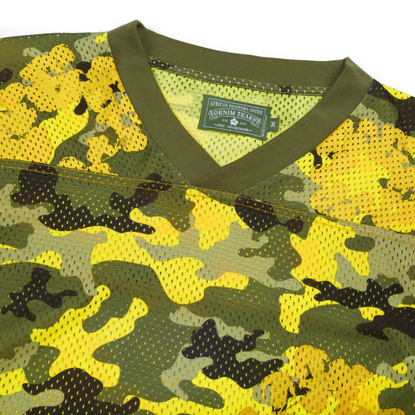 DENIM TEARS - Camo Cotton Wreath Mesh Football Top - (Yellow Camo)
