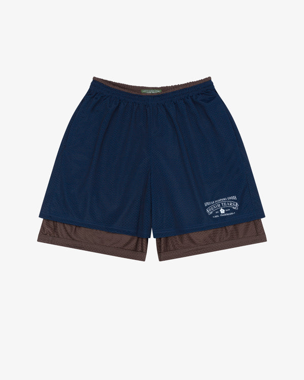 DENIM TEARS - Double Layer Mesh Short Navy - (Navy / Brown)