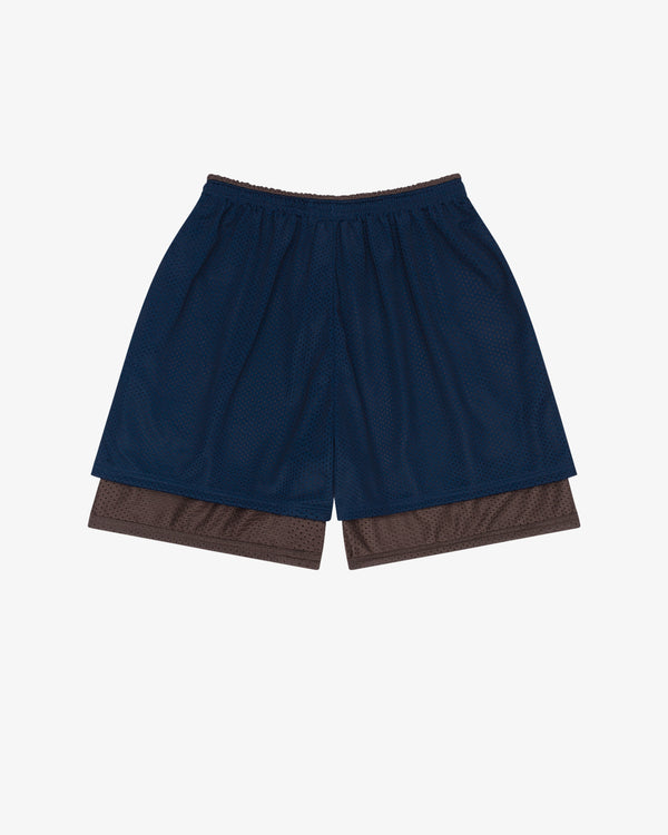 DENIM TEARS - Double Layer Mesh Short Navy - (Navy / Brown)