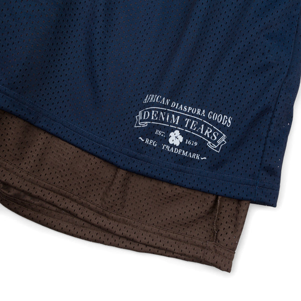 DENIM TEARS - Double Layer Mesh Short Navy - (Navy / Brown)