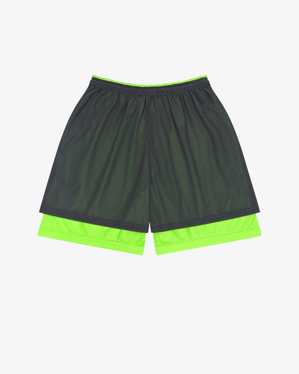 DENIM TEARS - Double Layer Mesh Short Grey - (Grey / Lime)