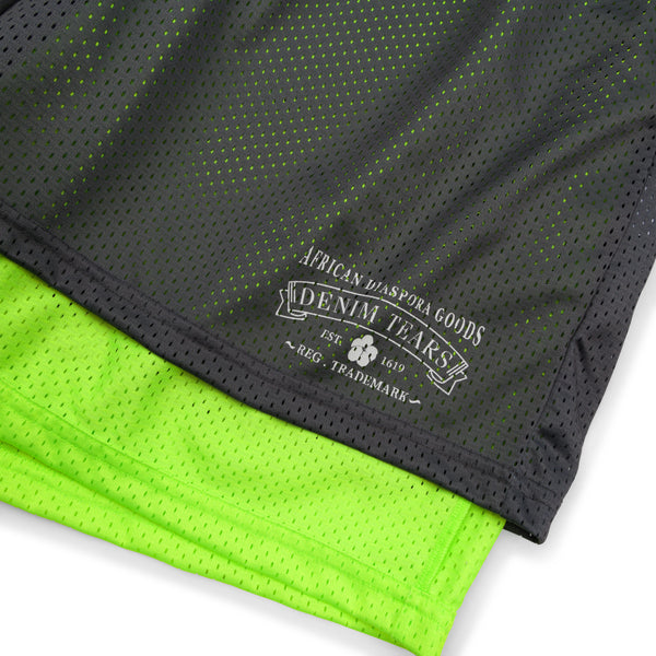 DENIM TEARS - Double Layer Mesh Short Grey - (Grey / Lime)