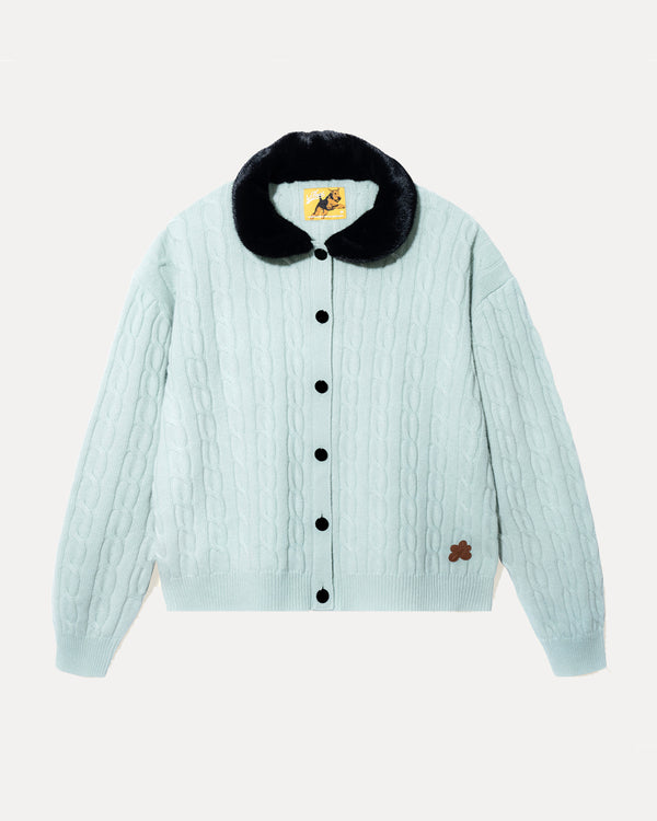 GOLF le Fleur  - Faux Fur Cardigan - (Mint)