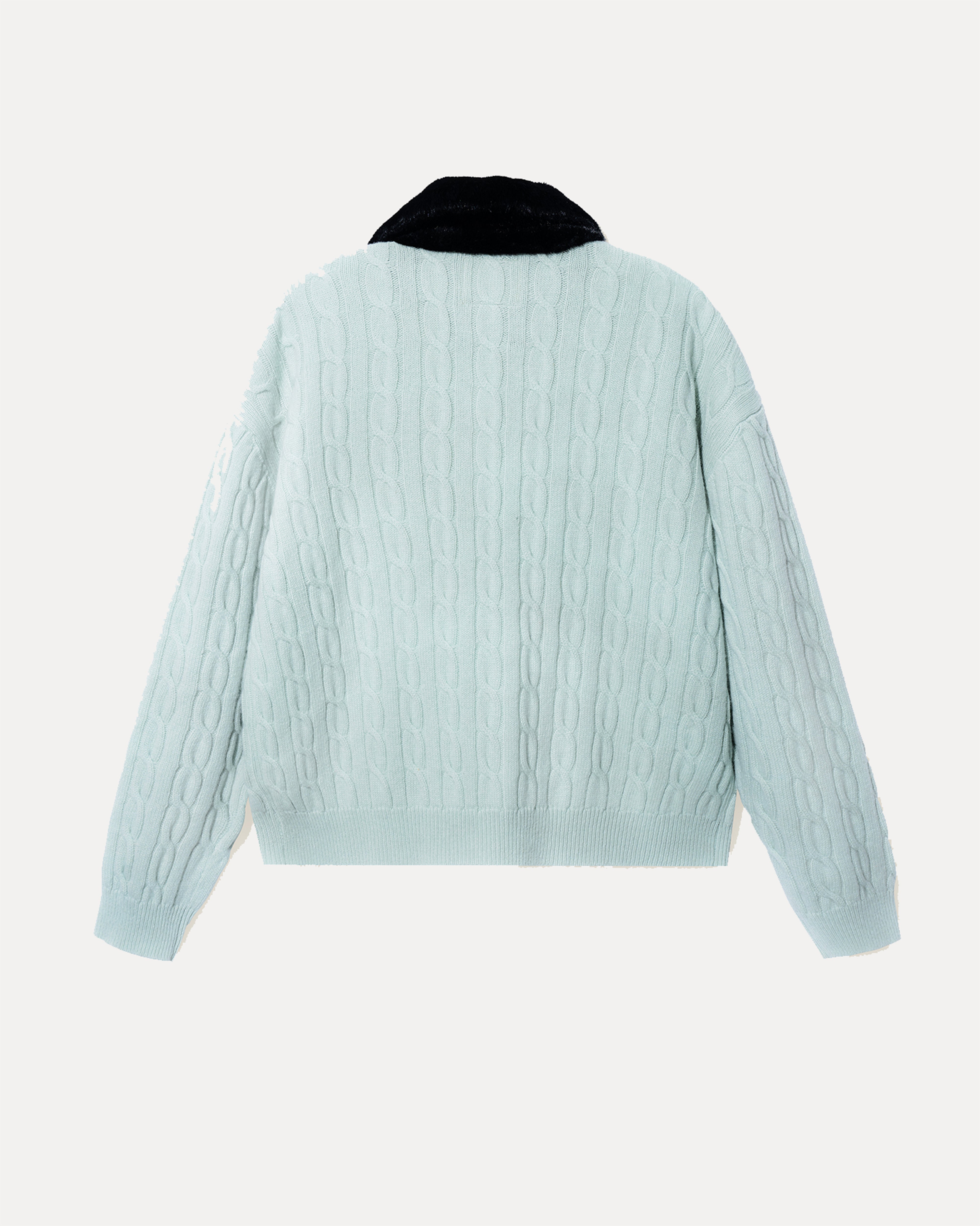 GOLF le Fleur : Faux Fur Cardigan (Mint) | DSMG E-SHOP