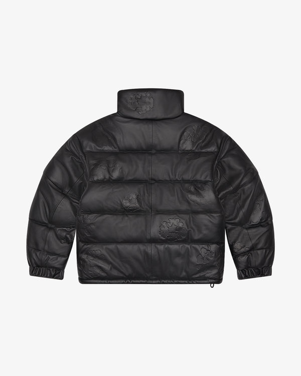 DENIM TEARS - Embossed Leather Wreath Puffer Jacket - (Black)