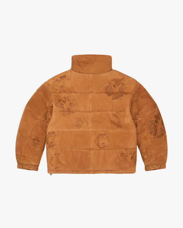 DENIM TEARS - Embossed Leather Wreath Puffer Jacket - (Brown)