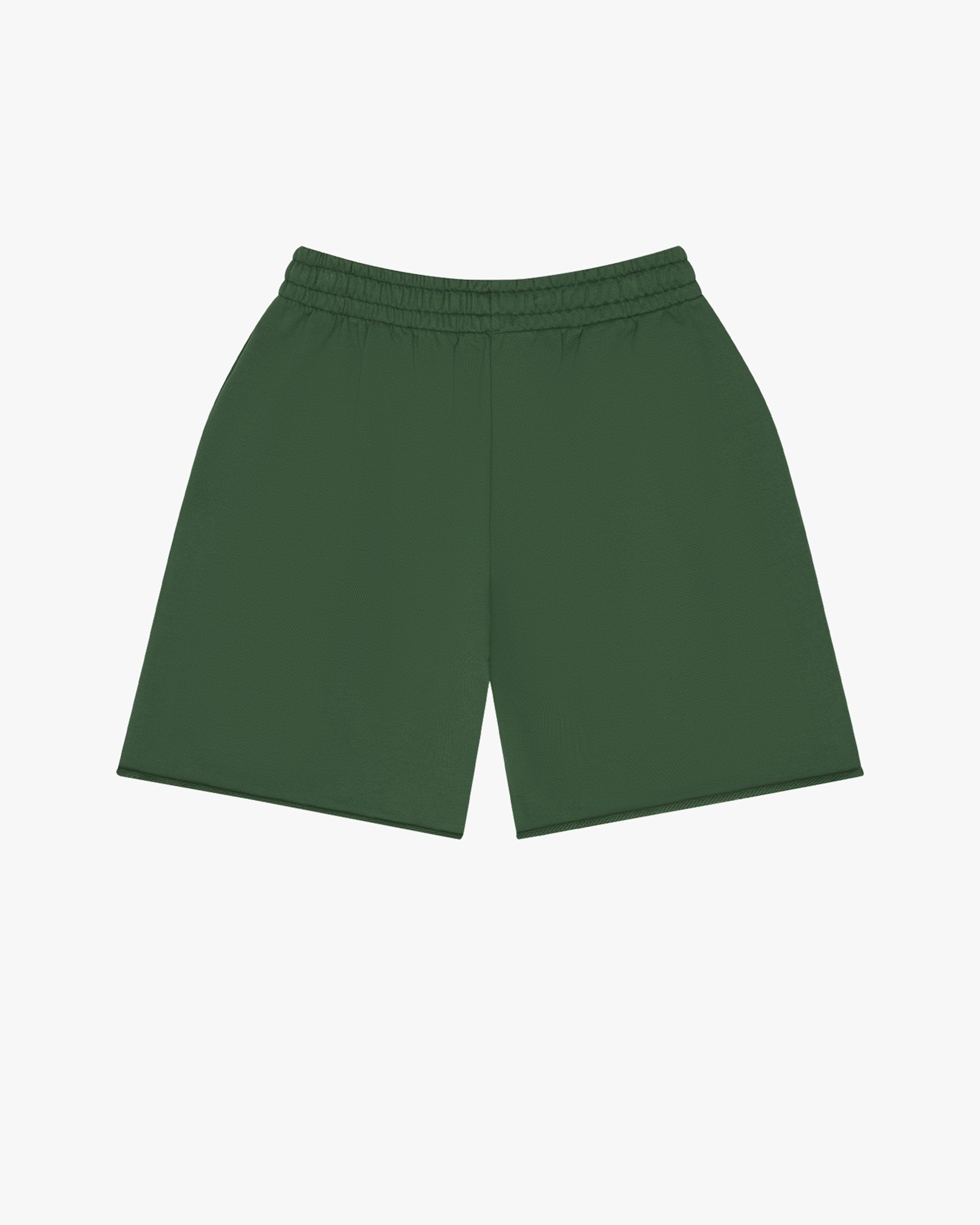 DENIM TEARS: Denim University Sweatshort (Green/Yellow) | DSMG E-SHOP