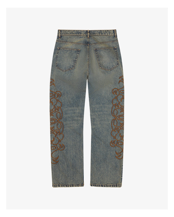 DENIM TEARS - Western Baggy Denim Pant - (Dark Wash)