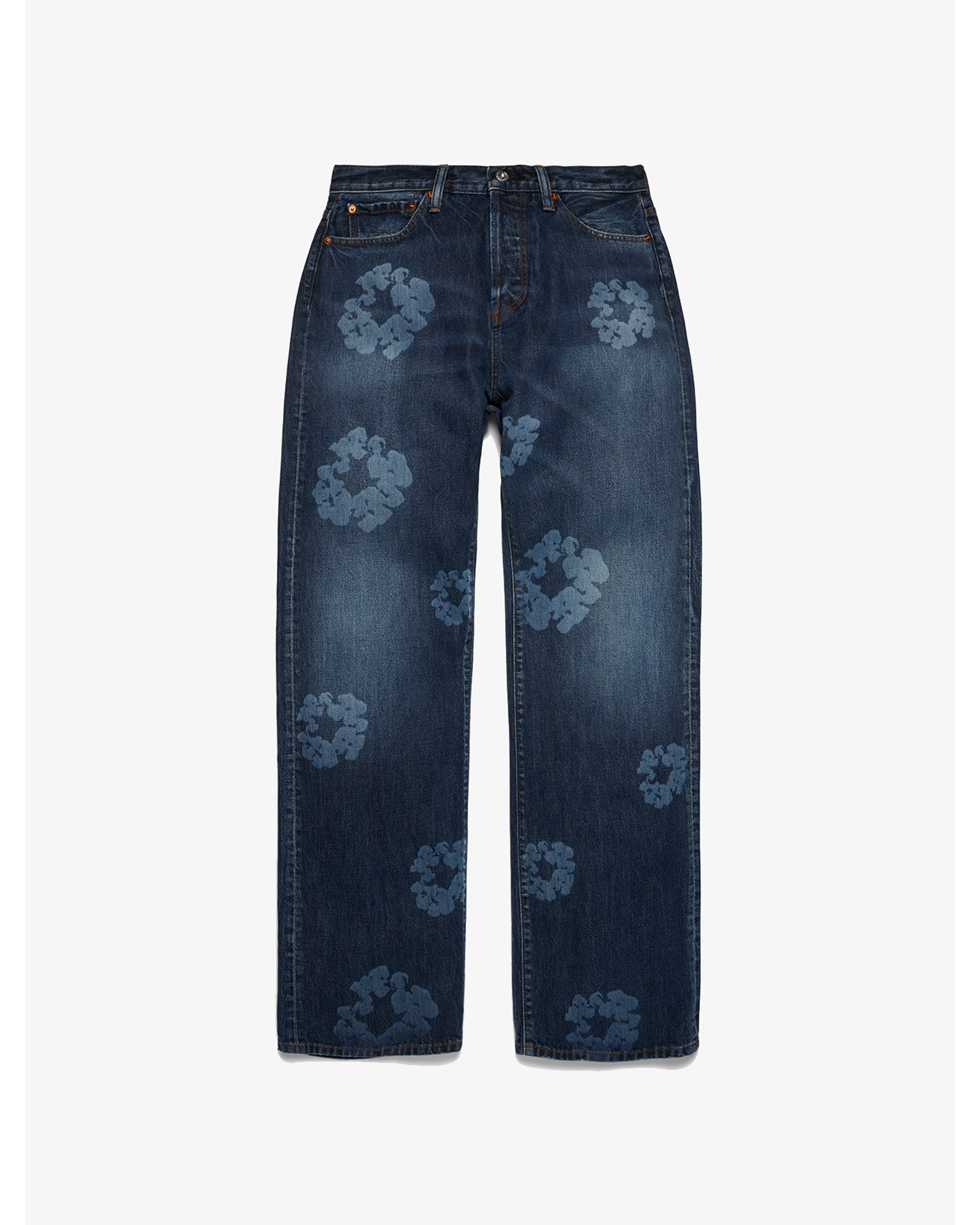 パンツ denimTears M DENIM TEARS: Baggy Laser Cotton Wreath Denim Pant (Dark Wash
