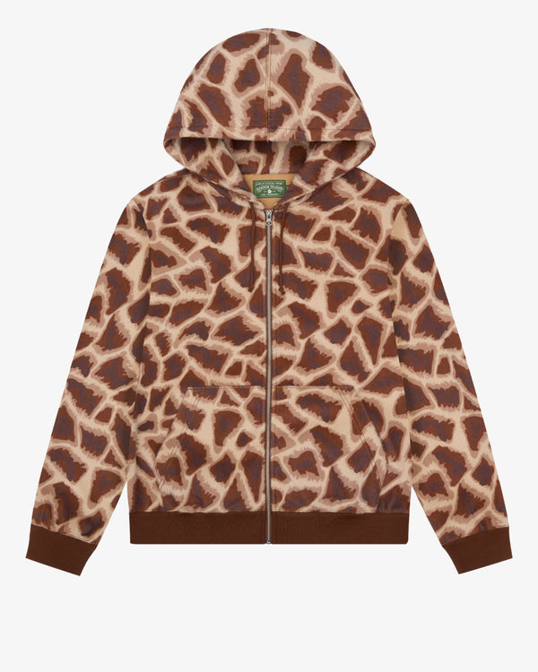 DENIM TEARS - Animal Print Zip Hoodie - (Brown)