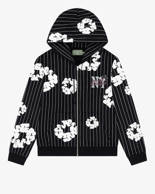 DENIM TEARS - Black Yankees Pinstripe Wreath Hoodie - (Black)