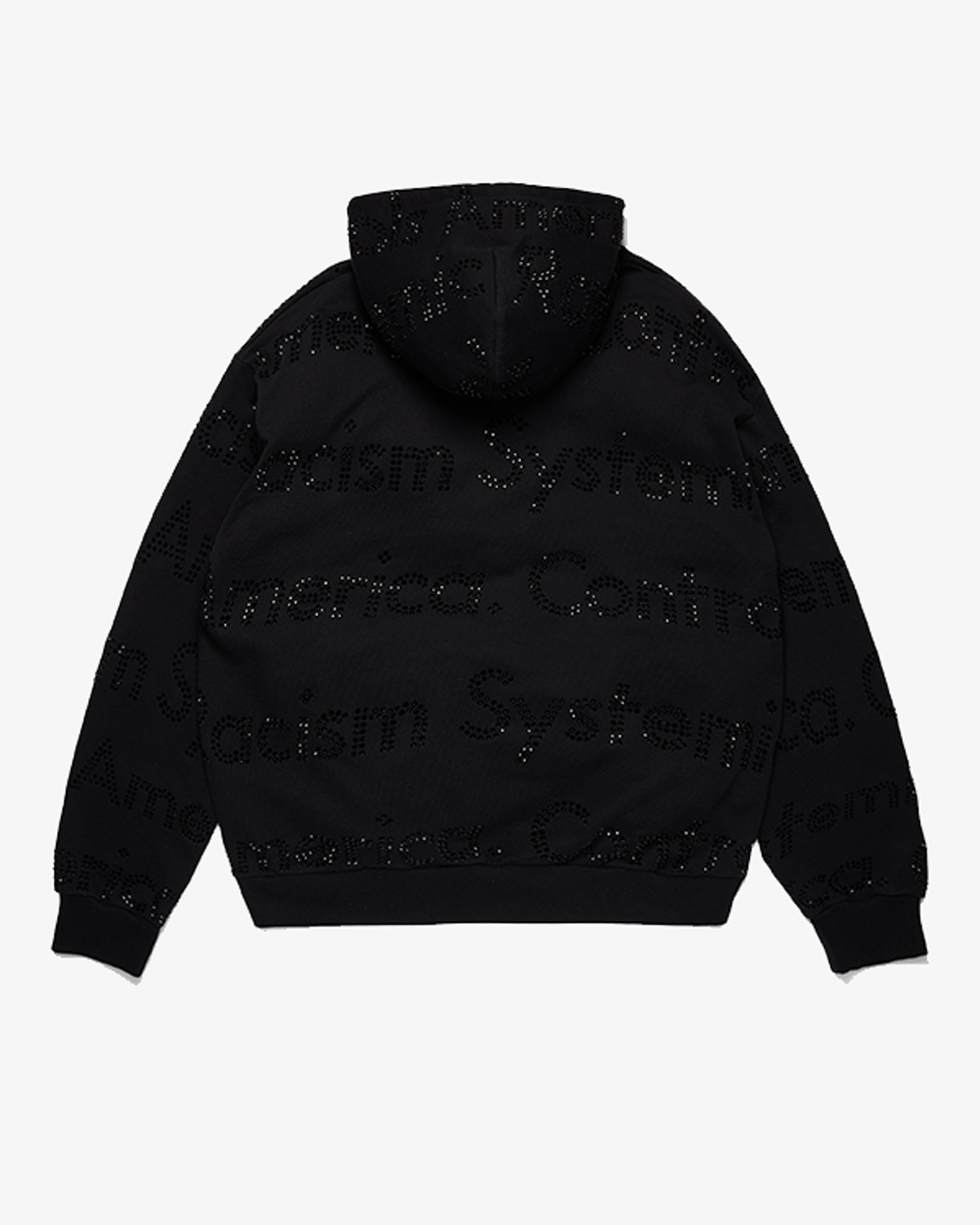 DENIM TEARS: Systemic Racism Crystal Zip Hoodie (Black) | DSMG E-SHOP