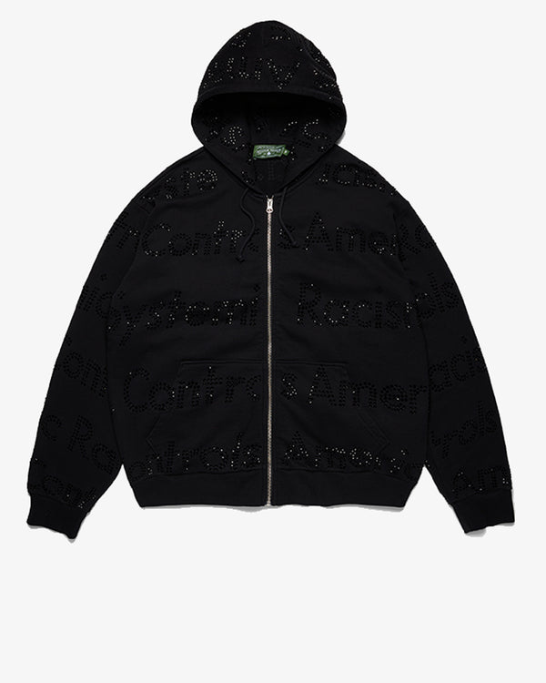 DENIM TEARS - Systemic Racism Crystal Zip Hoodie - (Black)