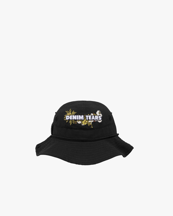 DENIM TEARS - Floral Logo Bucket Hat - (Black)